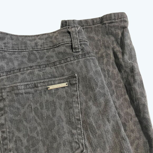 Michael Kors High-Rise Jeans Leopard Print Skinny Black Denim Selma Size 6 - Picture 11 of 15